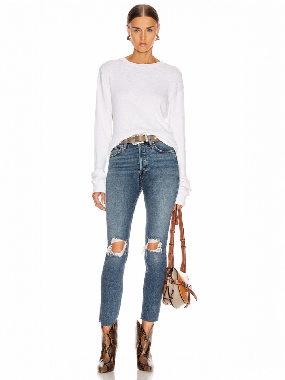 RE/DONE • 90s High Rise Ankle Crop in Dusk Destroy